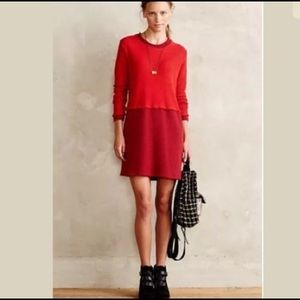Anthropologie Red Colorblock Dress